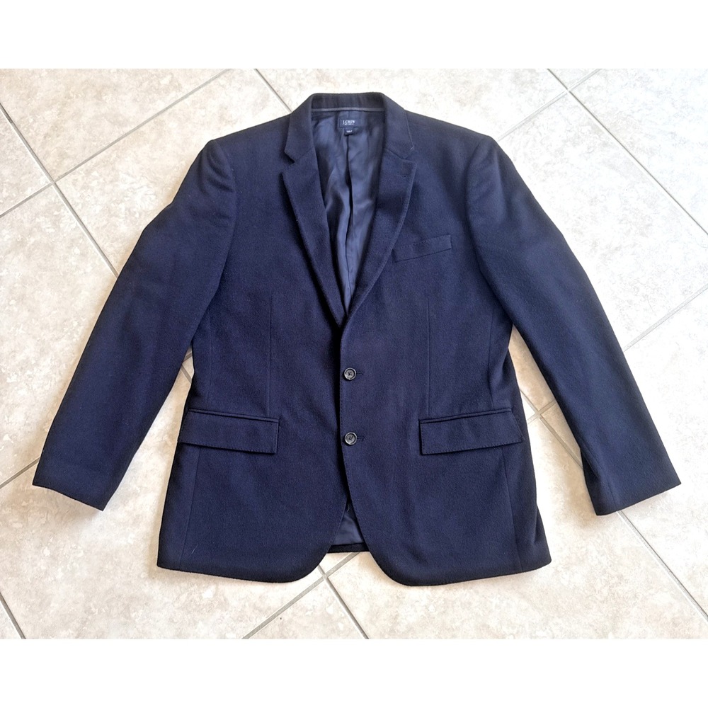 J.CREW Ludlow Navy‎ Solid Blazer Jacket 44 Regular 2-Button Notch Lapel Lined